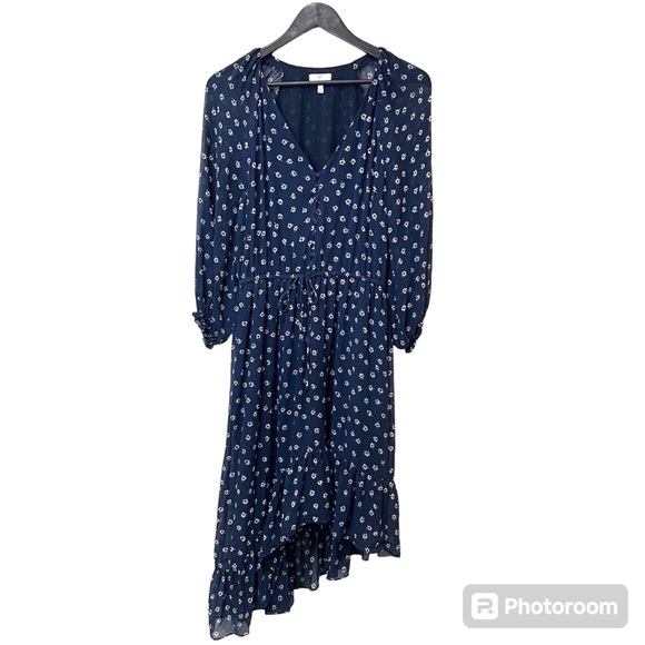 Joie Alithea Silk Long Sleeve Asymmetric Hem Dress - Picture 2 of 16